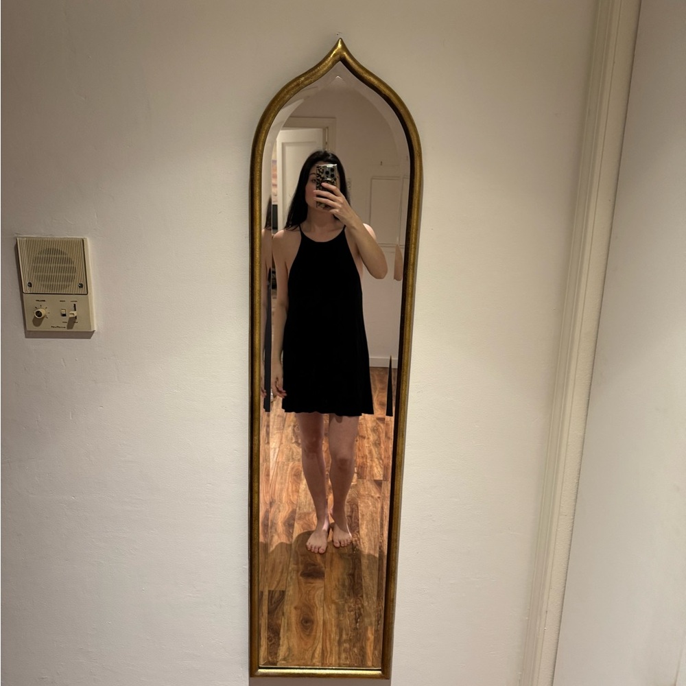 Black halter racerback mini dress